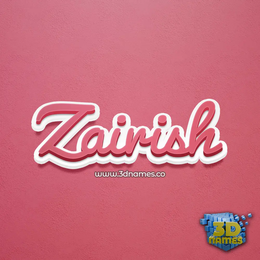 zairish in Red Scribble style - 3D name wallpaper