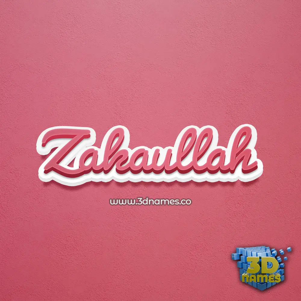 zakaullah in Red Scribble style - 3D name wallpaper