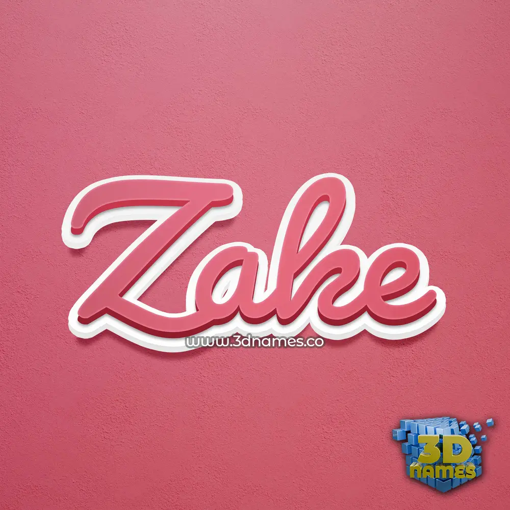 zake in Red Scribble style - 3D name wallpaper