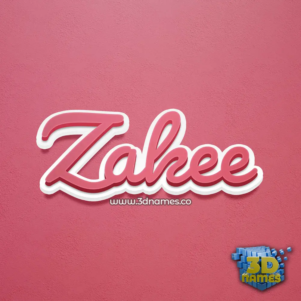 zakee in Red Scribble style - 3D name wallpaper