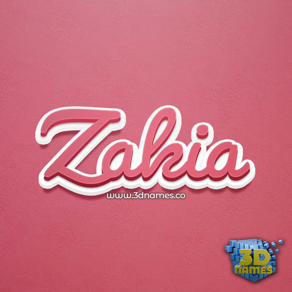 zakia in Red Scribble style - 3D name wallpaper