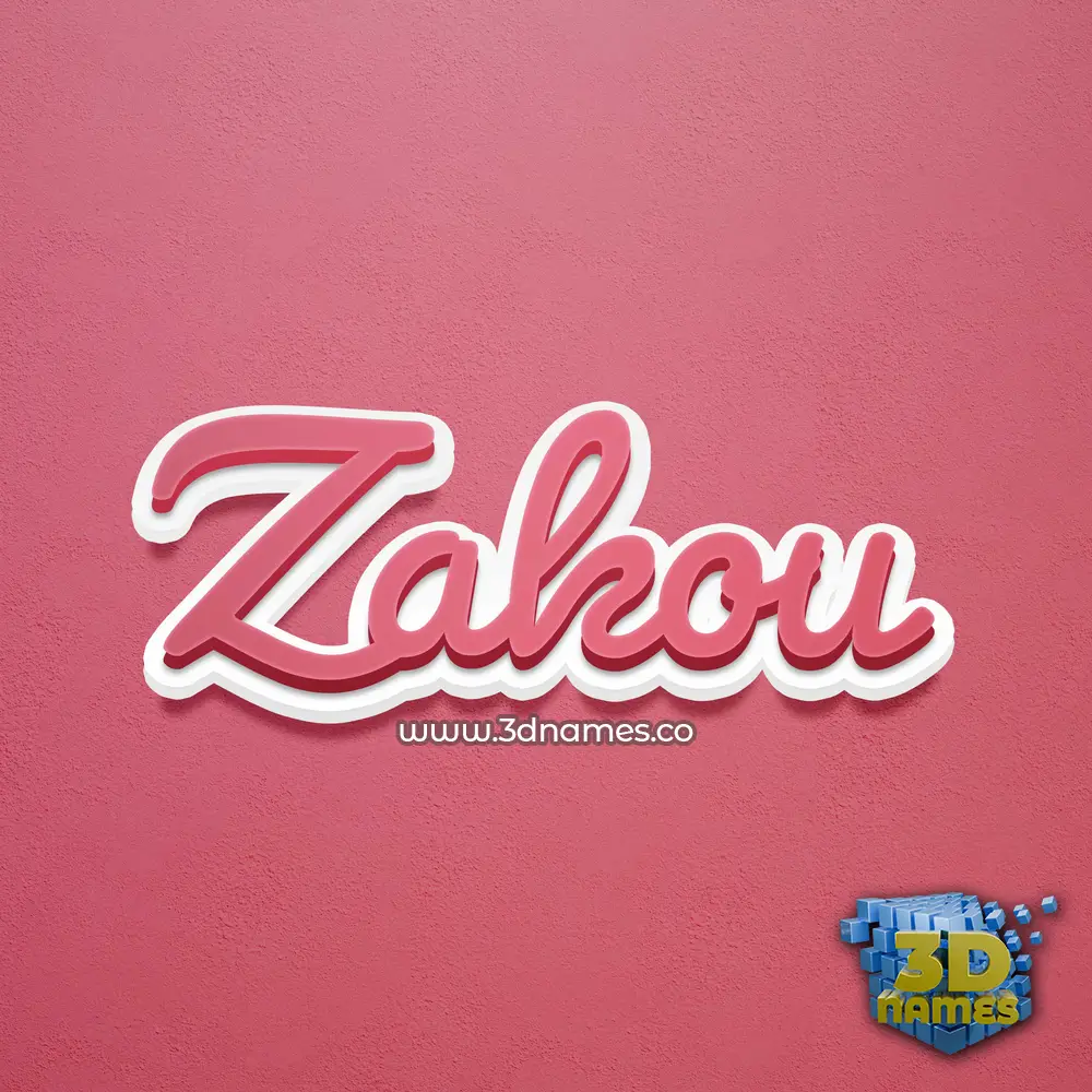 zakou in Red Scribble style - 3D name wallpaper