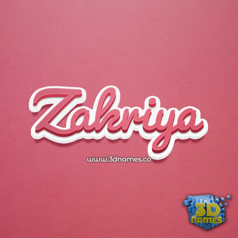 zakriya in Red Scribble style - 3D name wallpaper