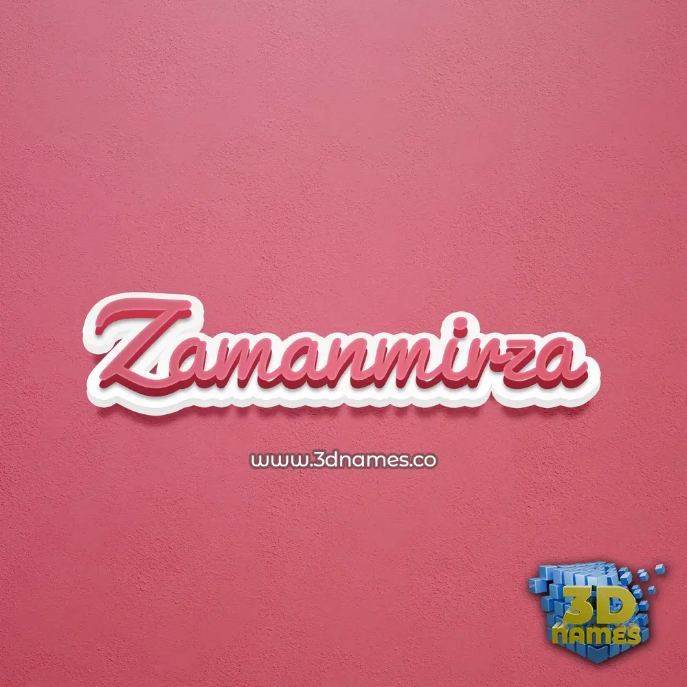 zamanmirza in Red Scribble style - 3D name wallpaper
