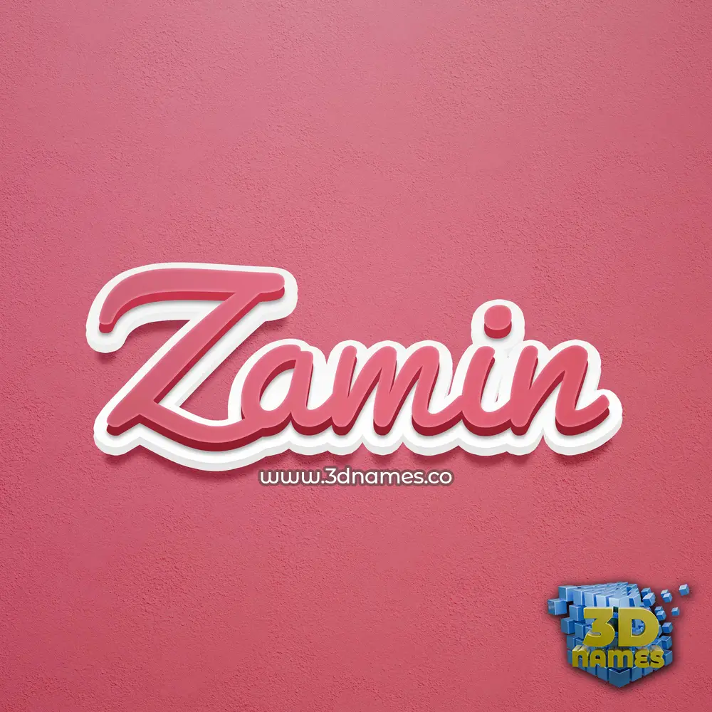 zamin in Red Scribble style - 3D name wallpaper