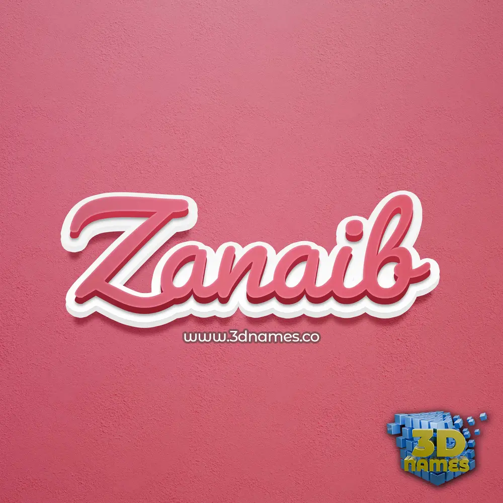 zanaib in Red Scribble style - 3D name wallpaper