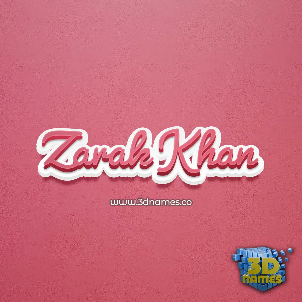 zarak khan in Red Scribble style - 3D name wallpaper