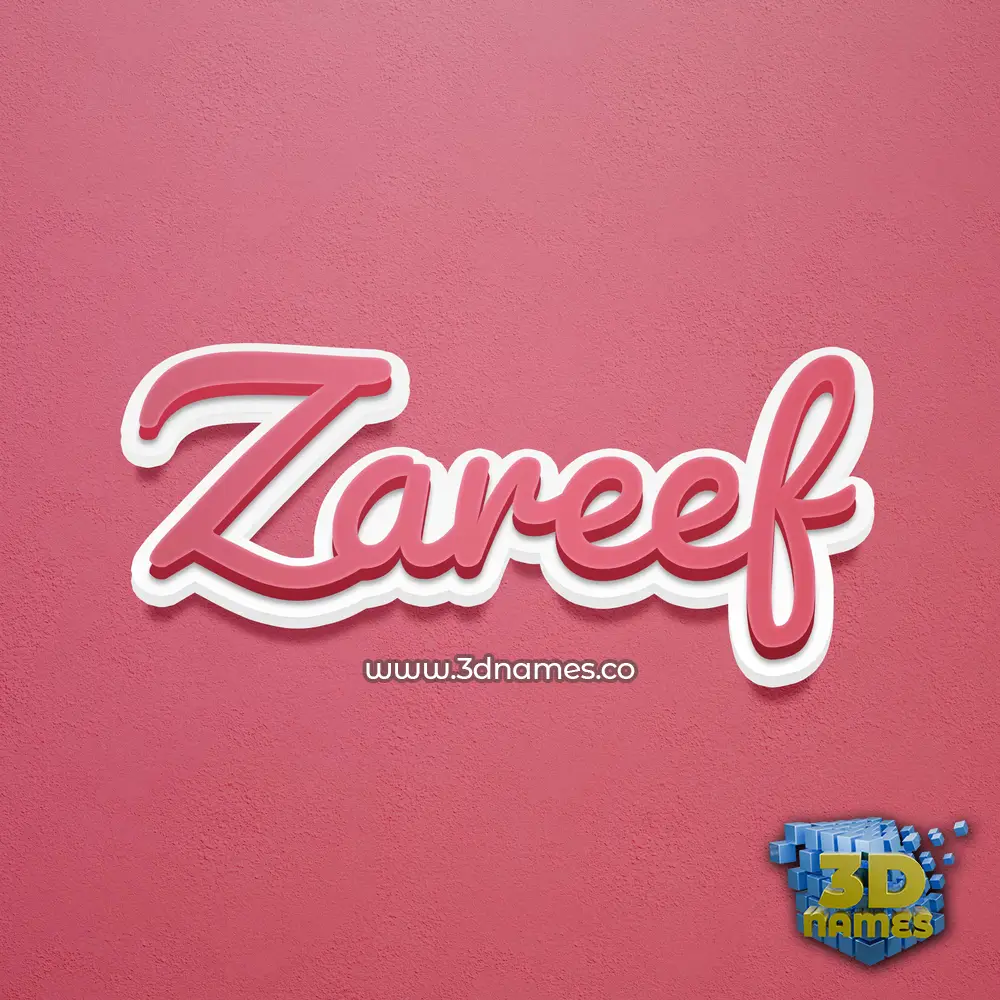 zareef in Red Scribble style - 3D name wallpaper