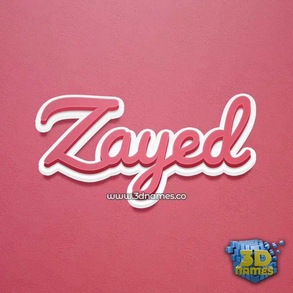 zayed in Red Scribble style - 3D name wallpaper