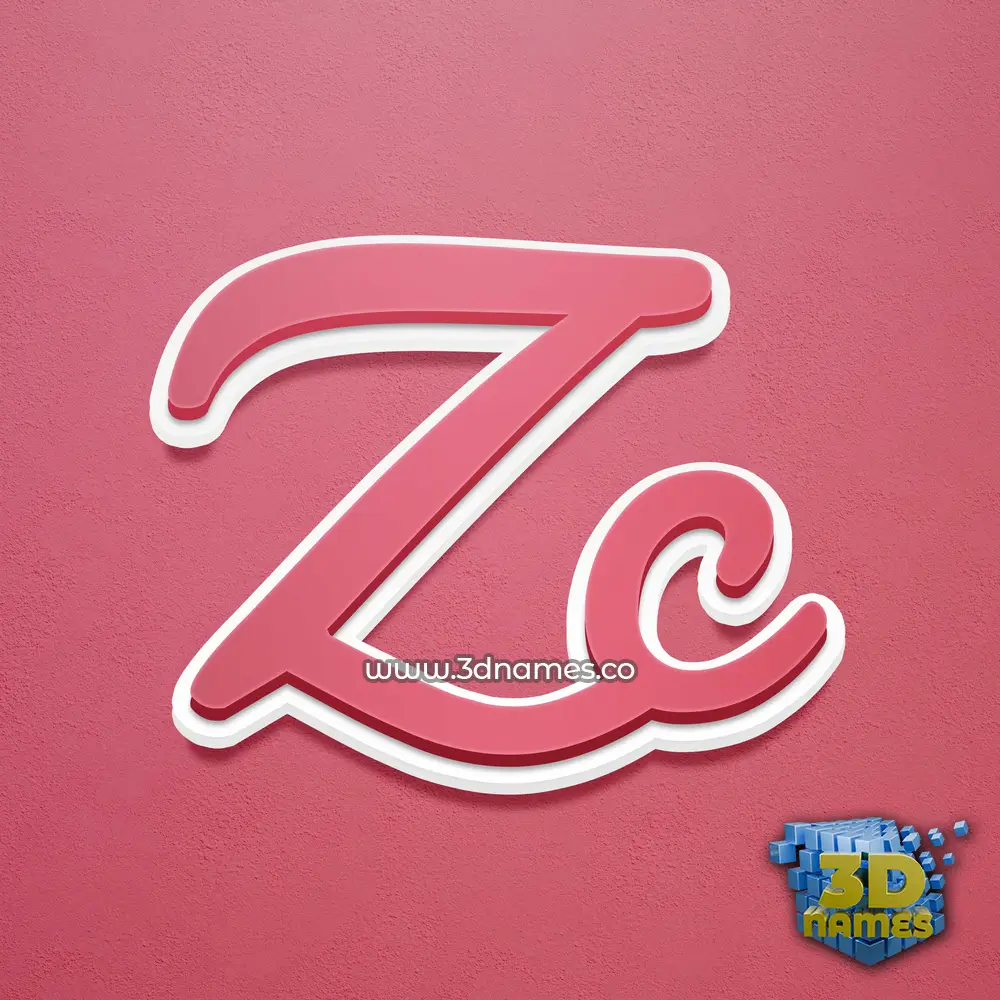 zc in Red Scribble style - 3D name wallpaper
