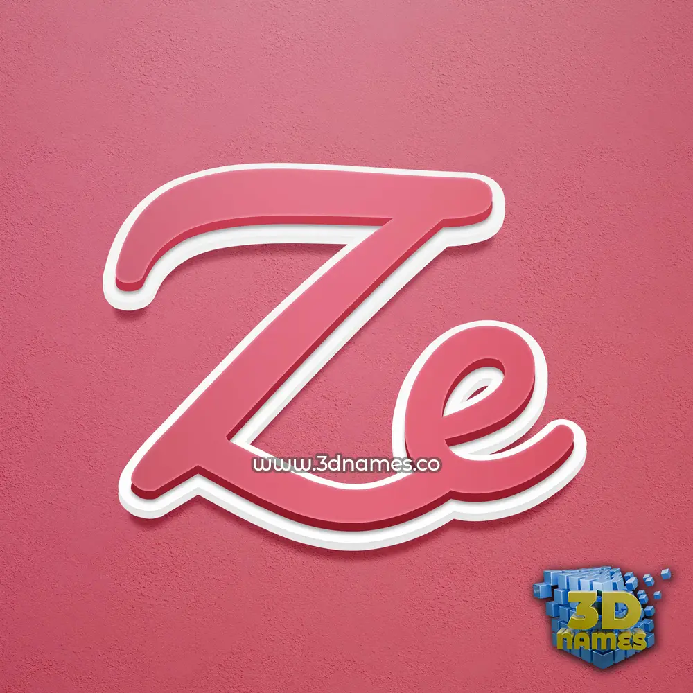 ze in Red Scribble style - 3D name wallpaper