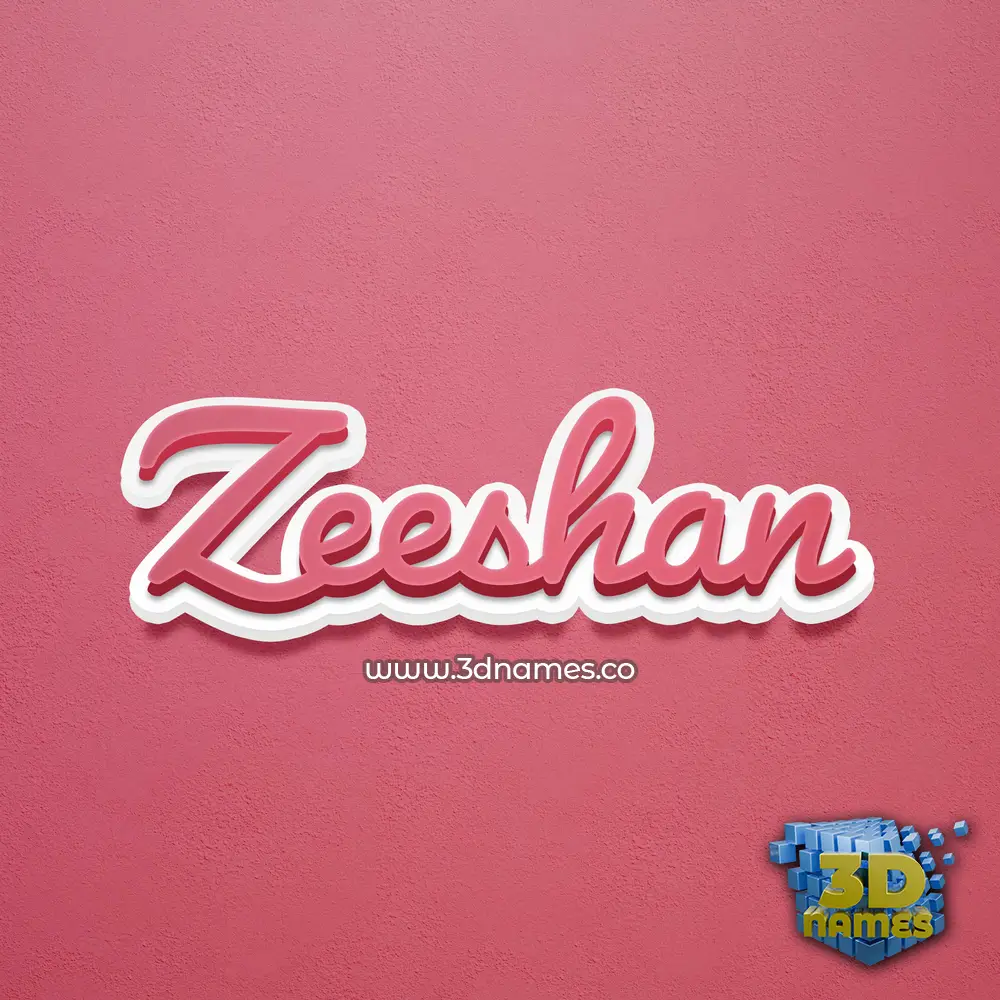 zeeshan in Red Scribble style - 3D name wallpaper