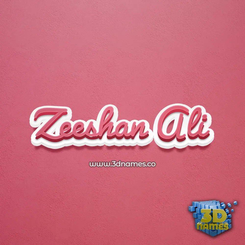 zeeshan ali in Red Scribble style - 3D name wallpaper