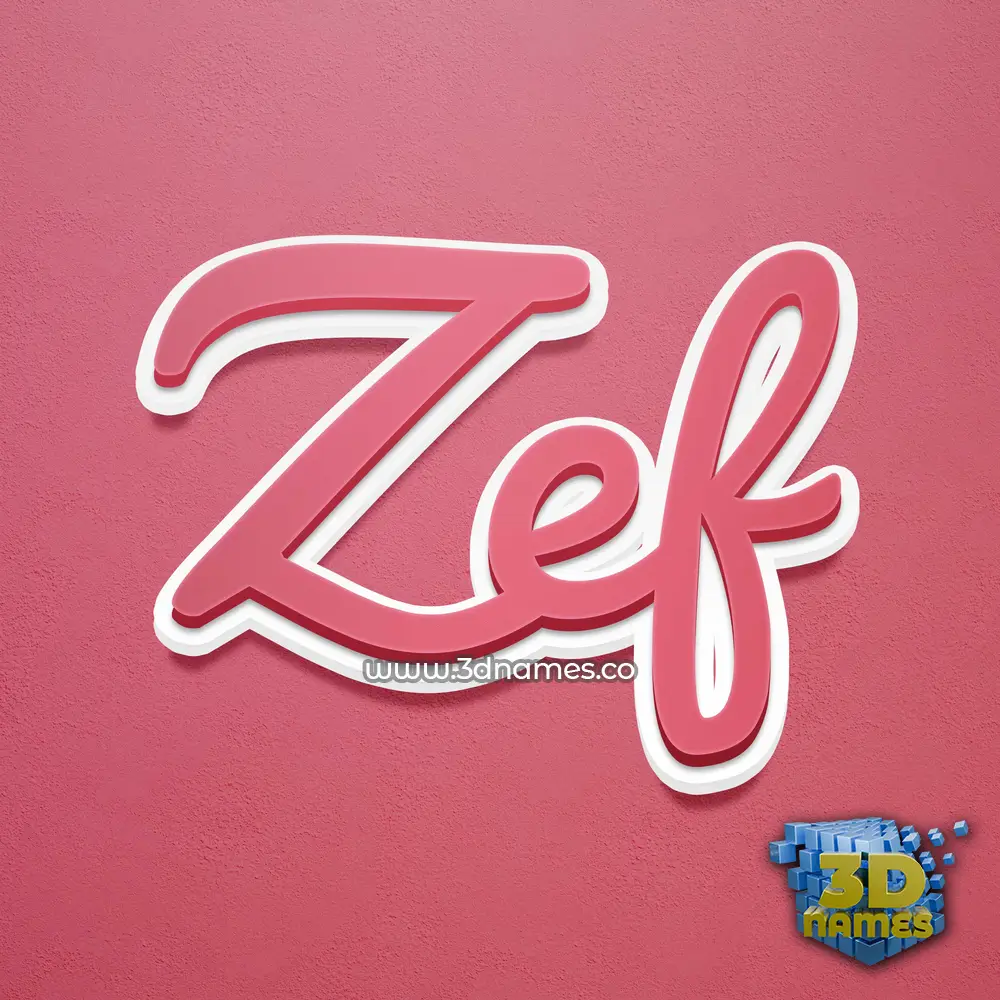 zef in Red Scribble style - 3D name wallpaper