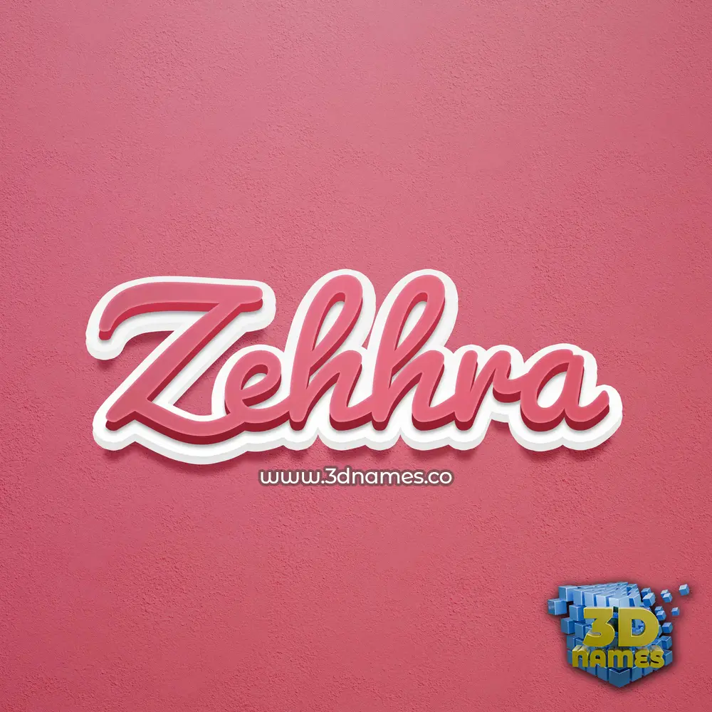 zehhra in Red Scribble style - 3D name wallpaper