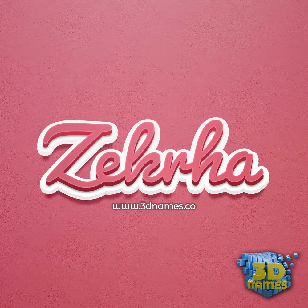 zekrha in Red Scribble style - 3D name wallpaper