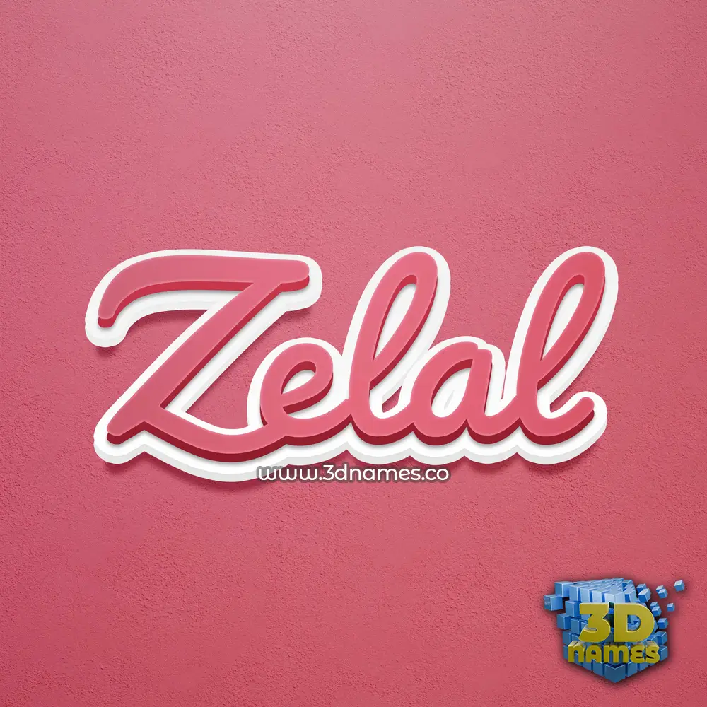 zelal in Red Scribble style - 3D name wallpaper