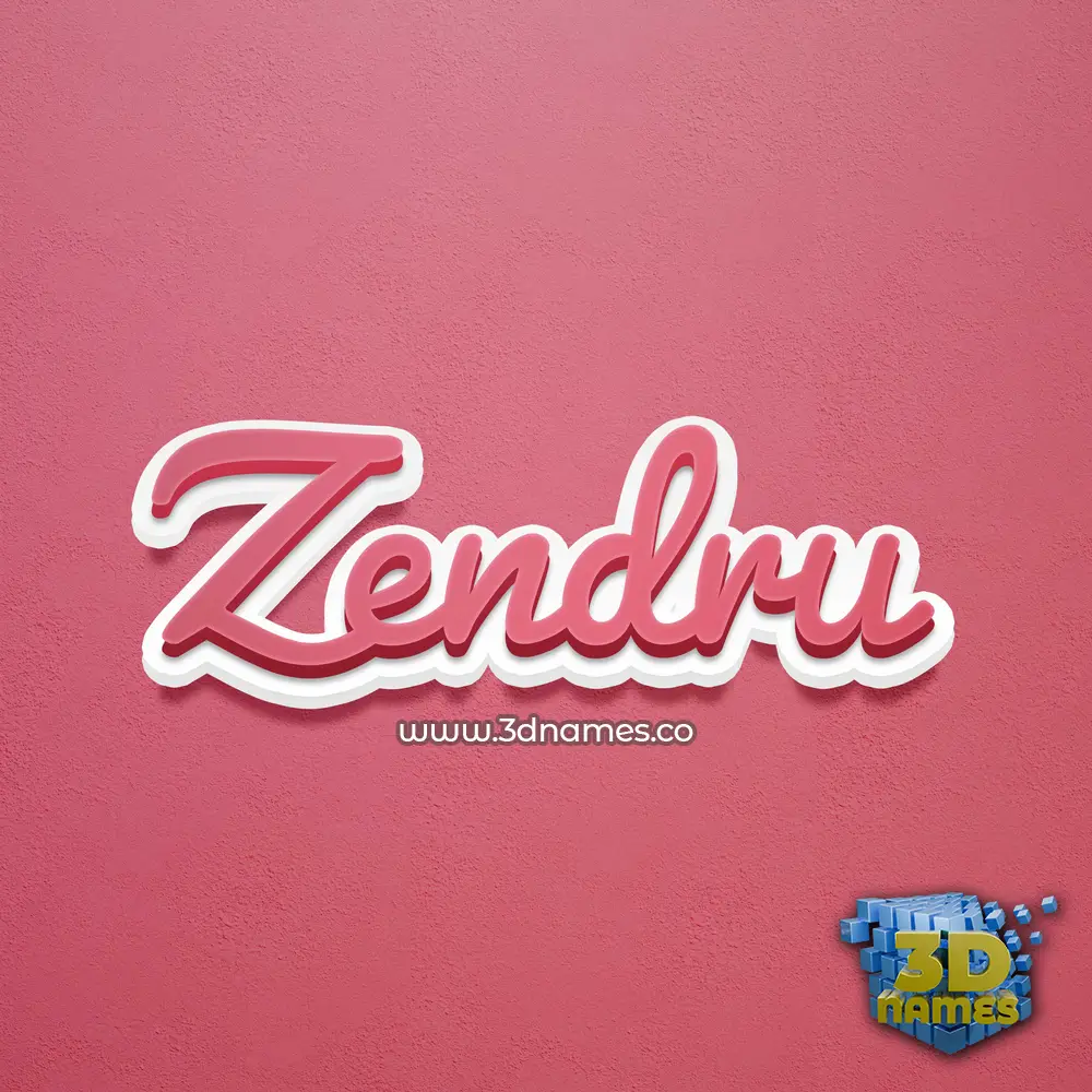zendru in Red Scribble style - 3D name wallpaper