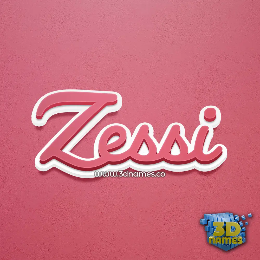 zessi in Red Scribble style - 3D name wallpaper