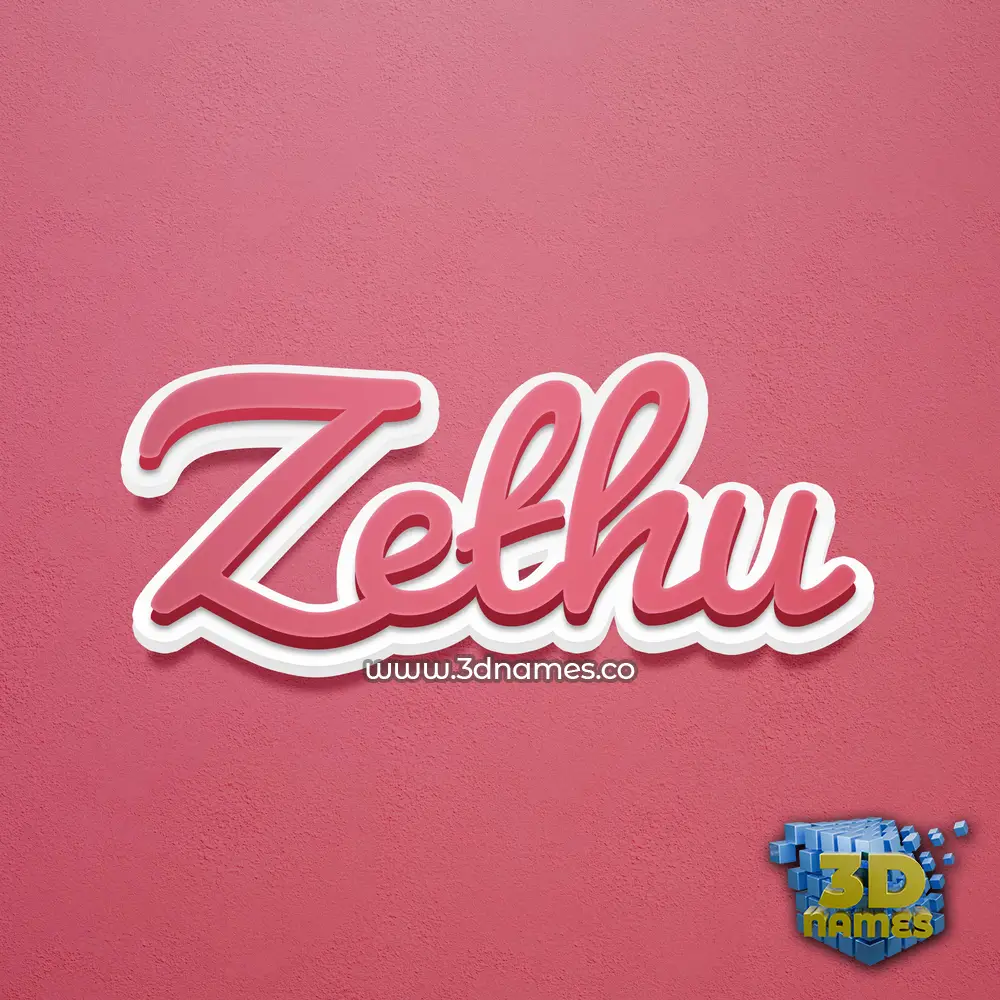 zethu in Red Scribble style - 3D name wallpaper