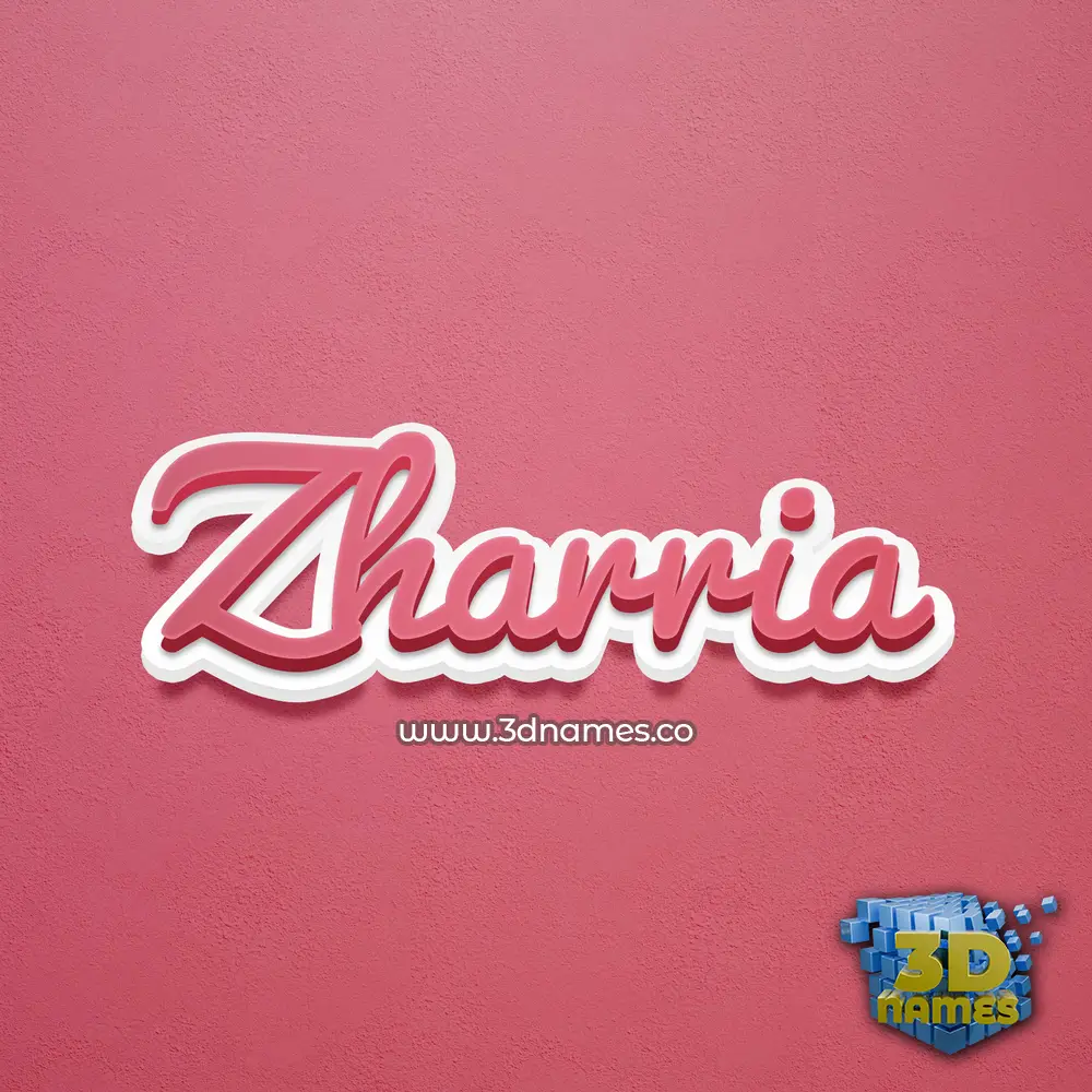 zharria in Red Scribble style - 3D name wallpaper