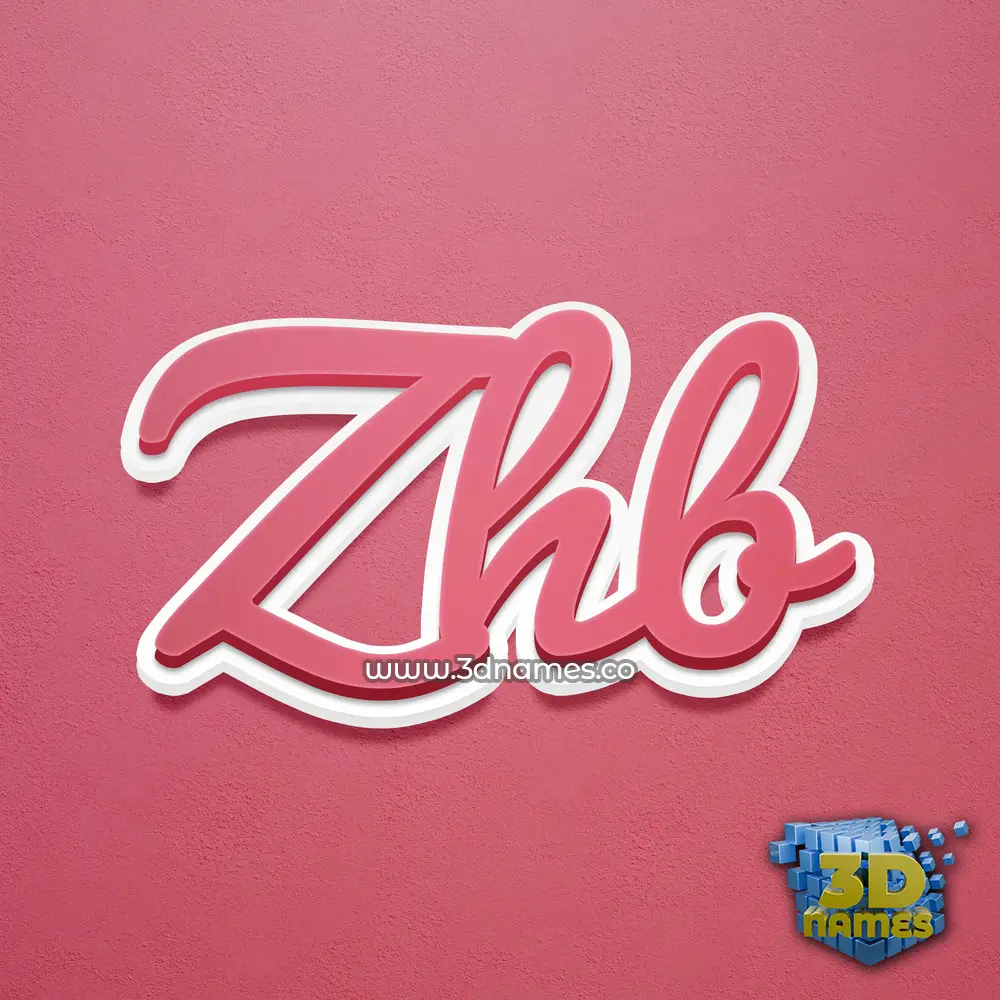 zhb in Red Scribble style - 3D name wallpaper