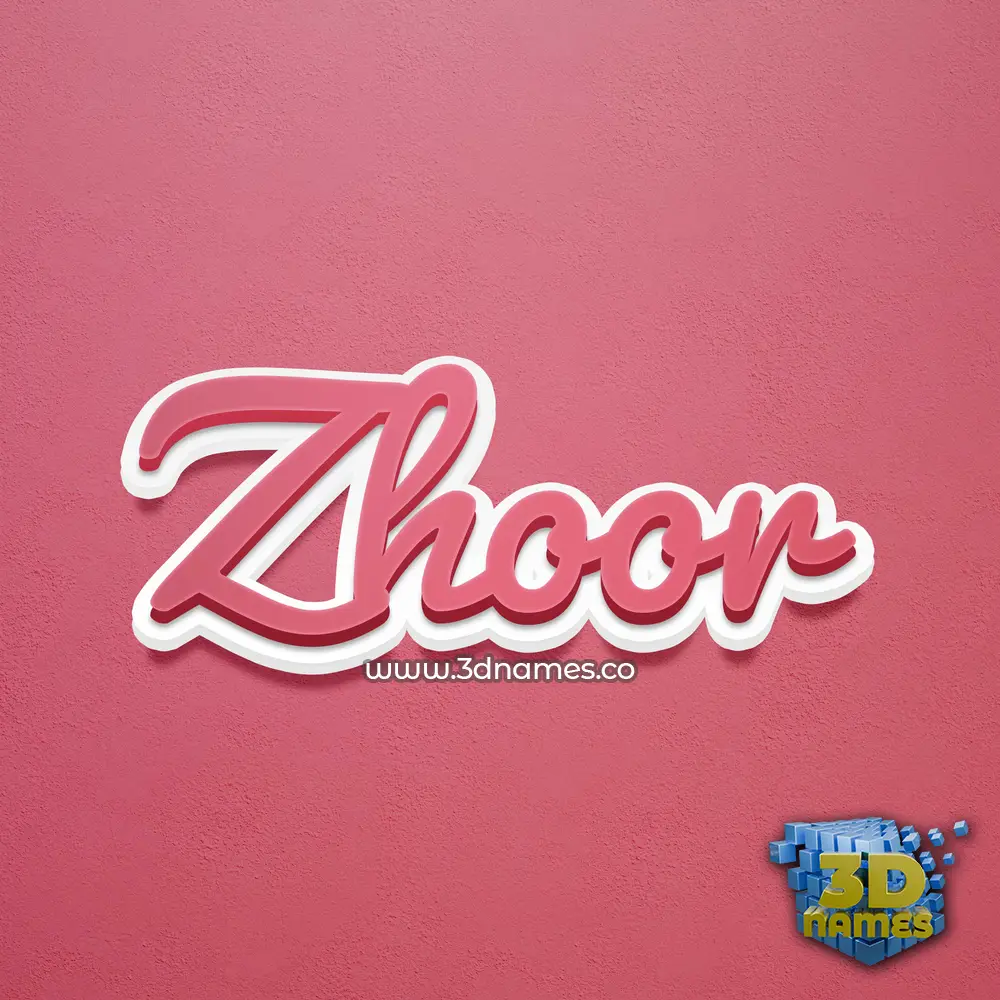 zhoor in Red Scribble style - 3D name wallpaper