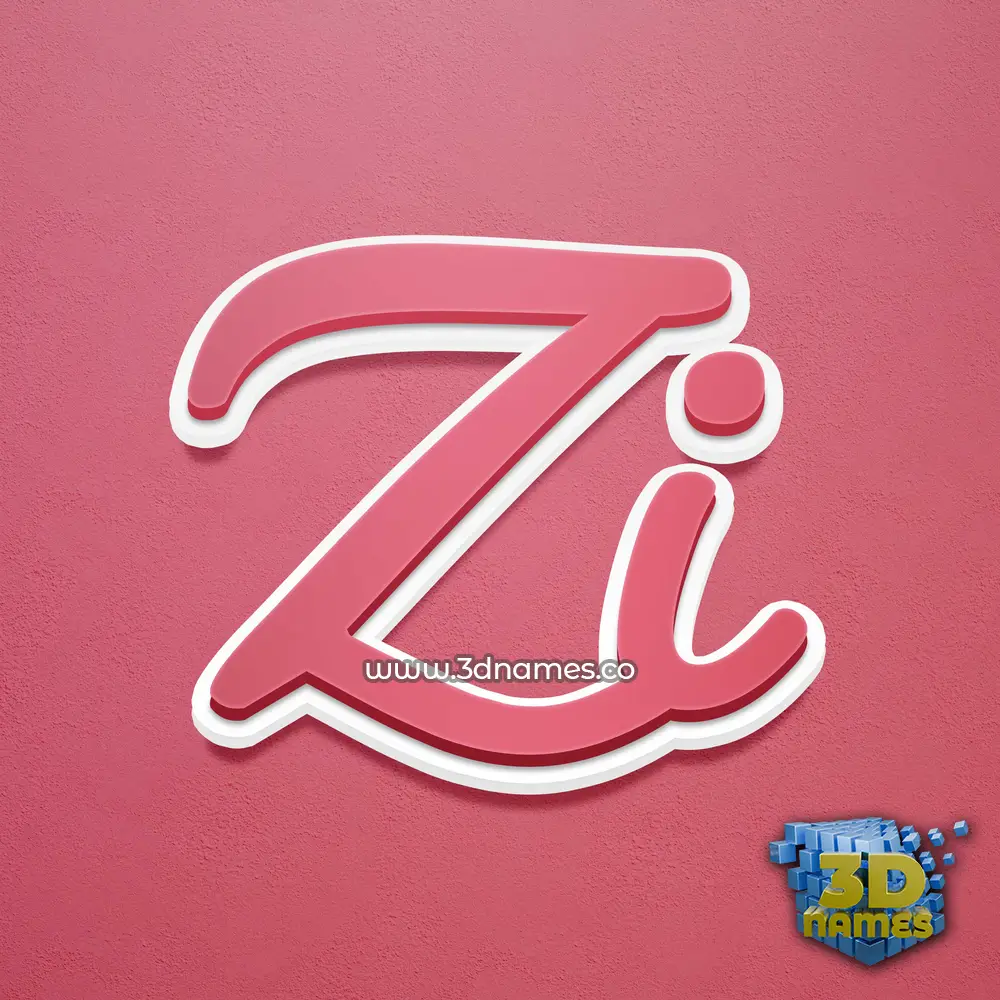 zi in Red Scribble style - 3D name wallpaper