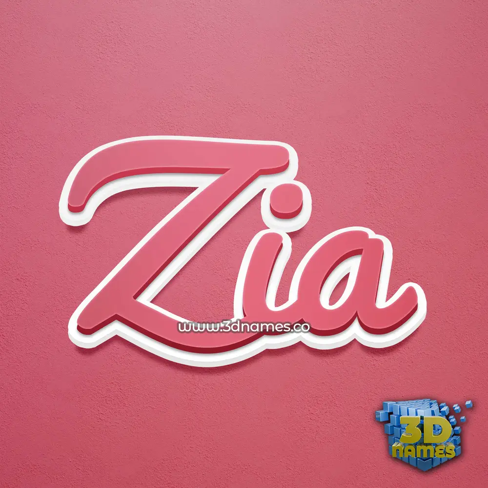 zia in Red Scribble style - 3D name wallpaper