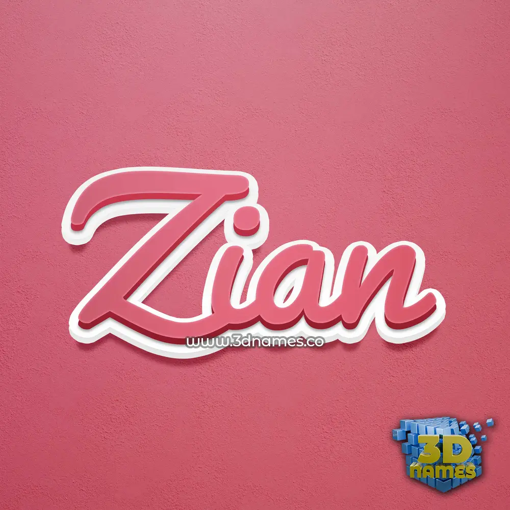 zian in Red Scribble style - 3D name wallpaper