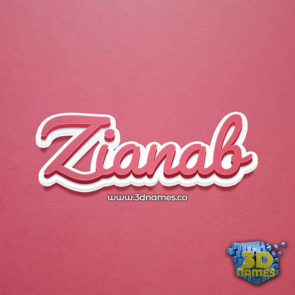 zianab in Red Scribble style - 3D name wallpaper