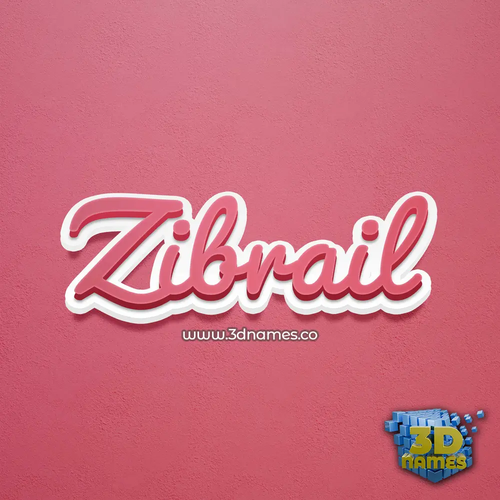 zibrail in Red Scribble style - 3D name wallpaper