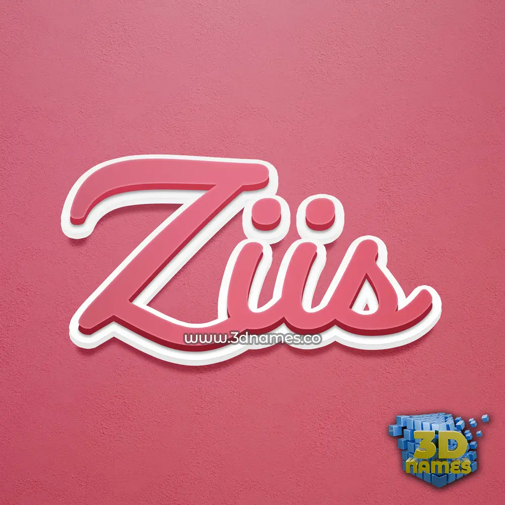 ziis in Red Scribble style - 3D name wallpaper