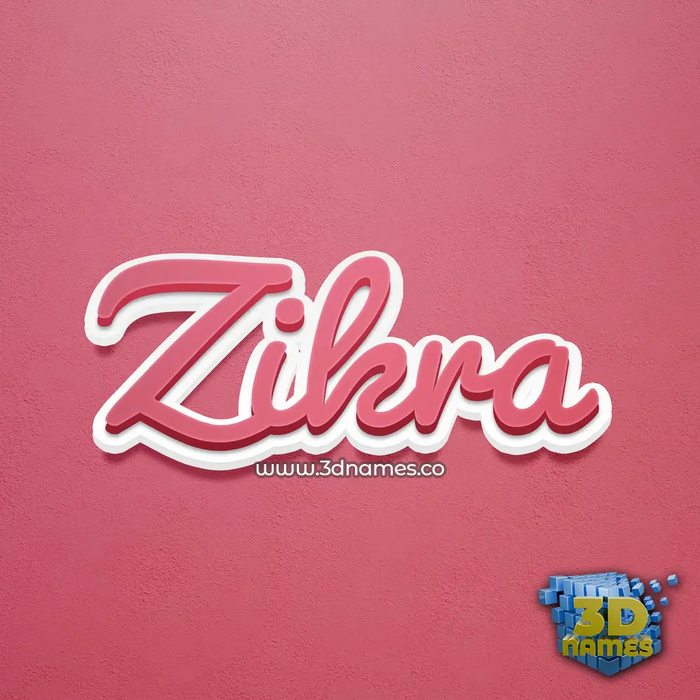 zikra in Red Scribble style - 3D name wallpaper
