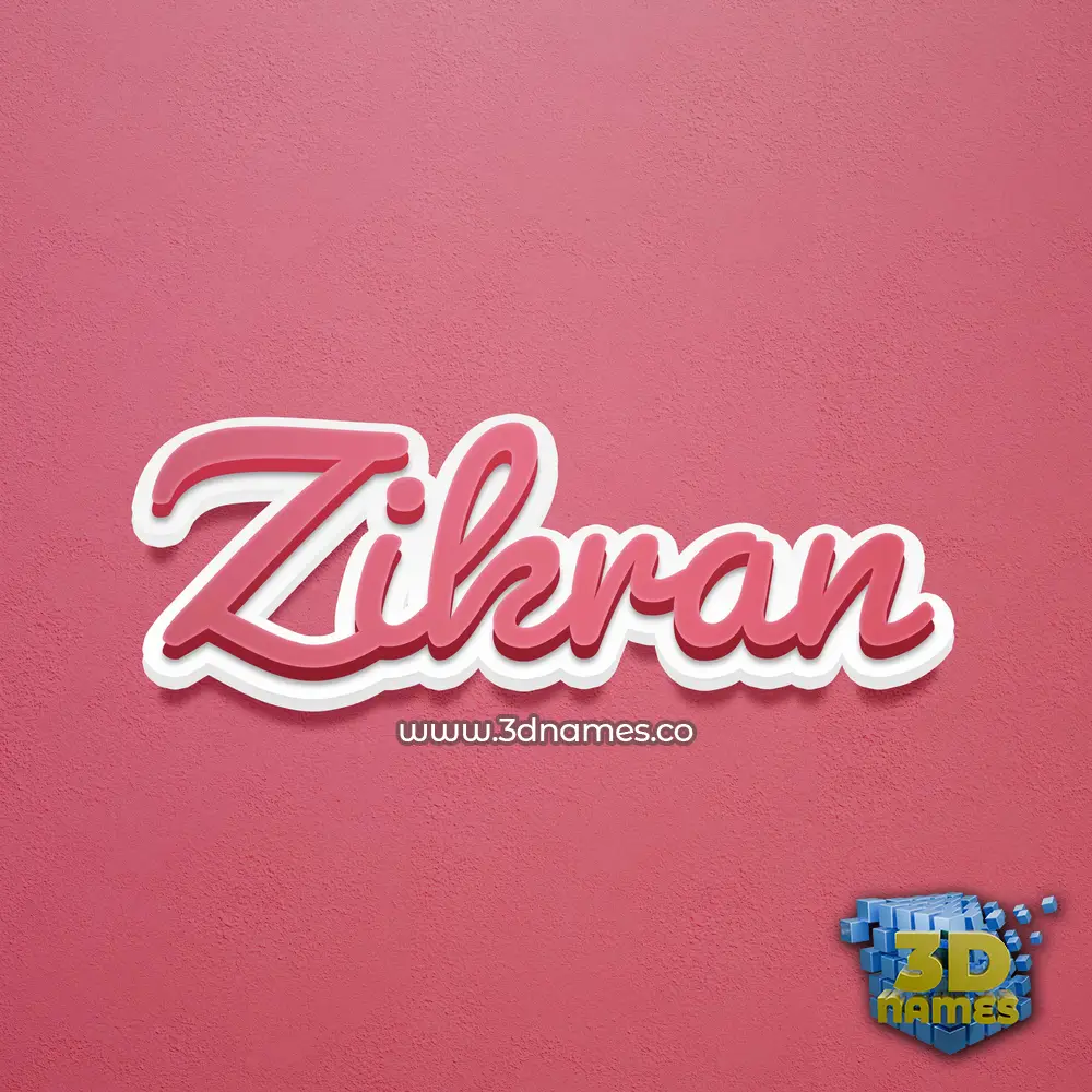 zikran in Red Scribble style - 3D name wallpaper