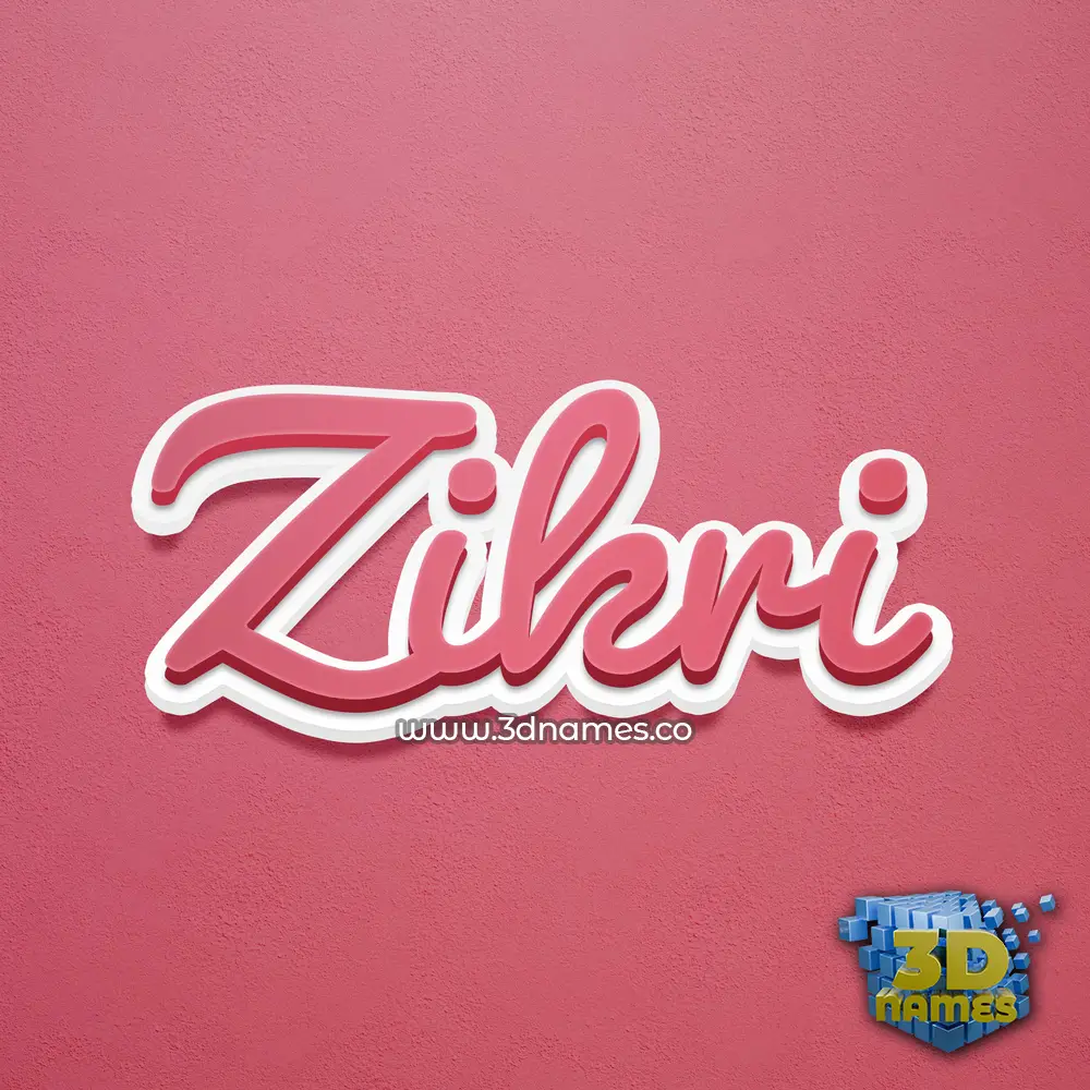 zikri in Red Scribble style - 3D name wallpaper
