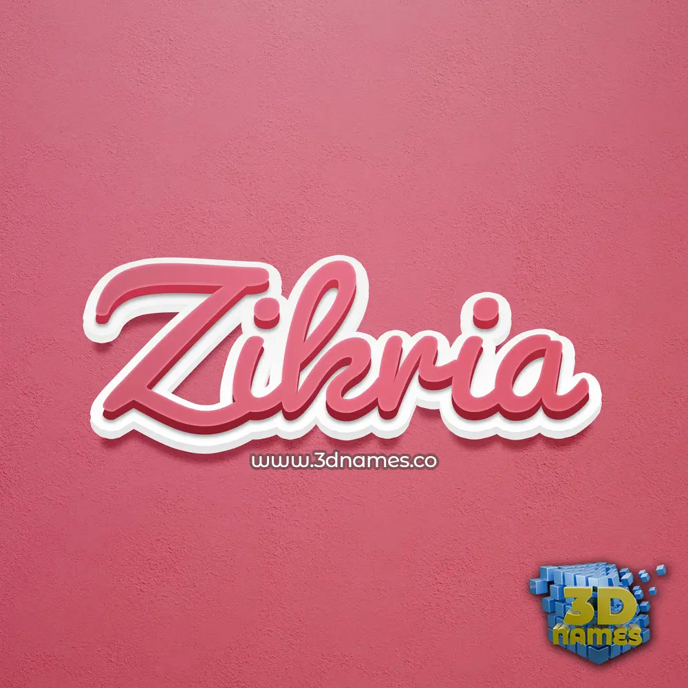 zikria in Red Scribble style - 3D name wallpaper