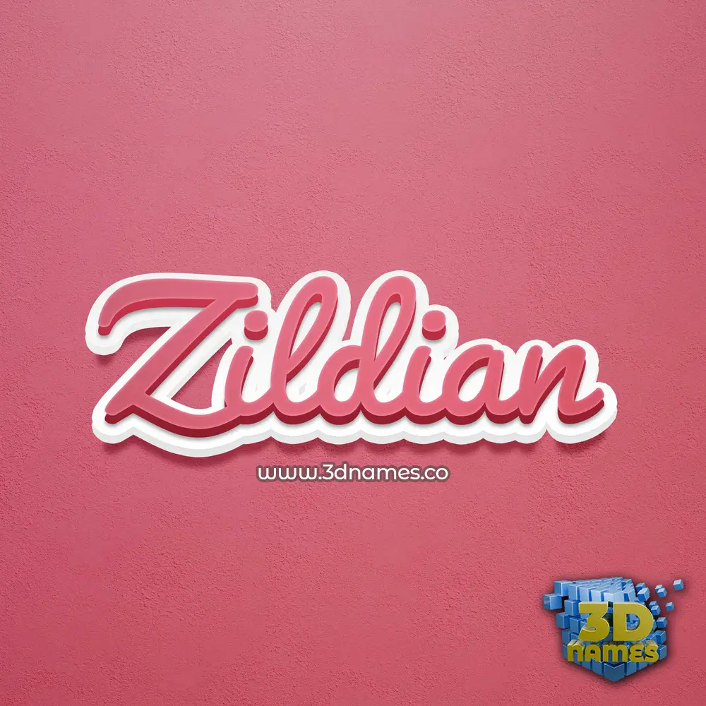 zildian in Red Scribble style - 3D name wallpaper