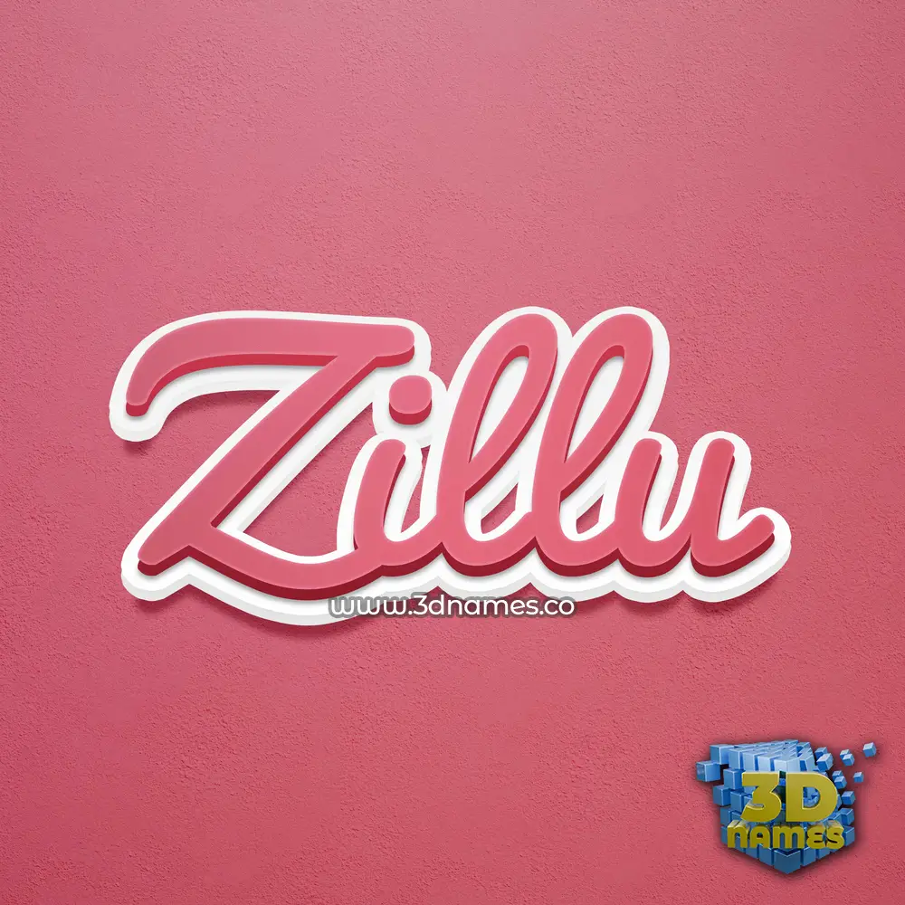 zillu in Red Scribble style - 3D name wallpaper