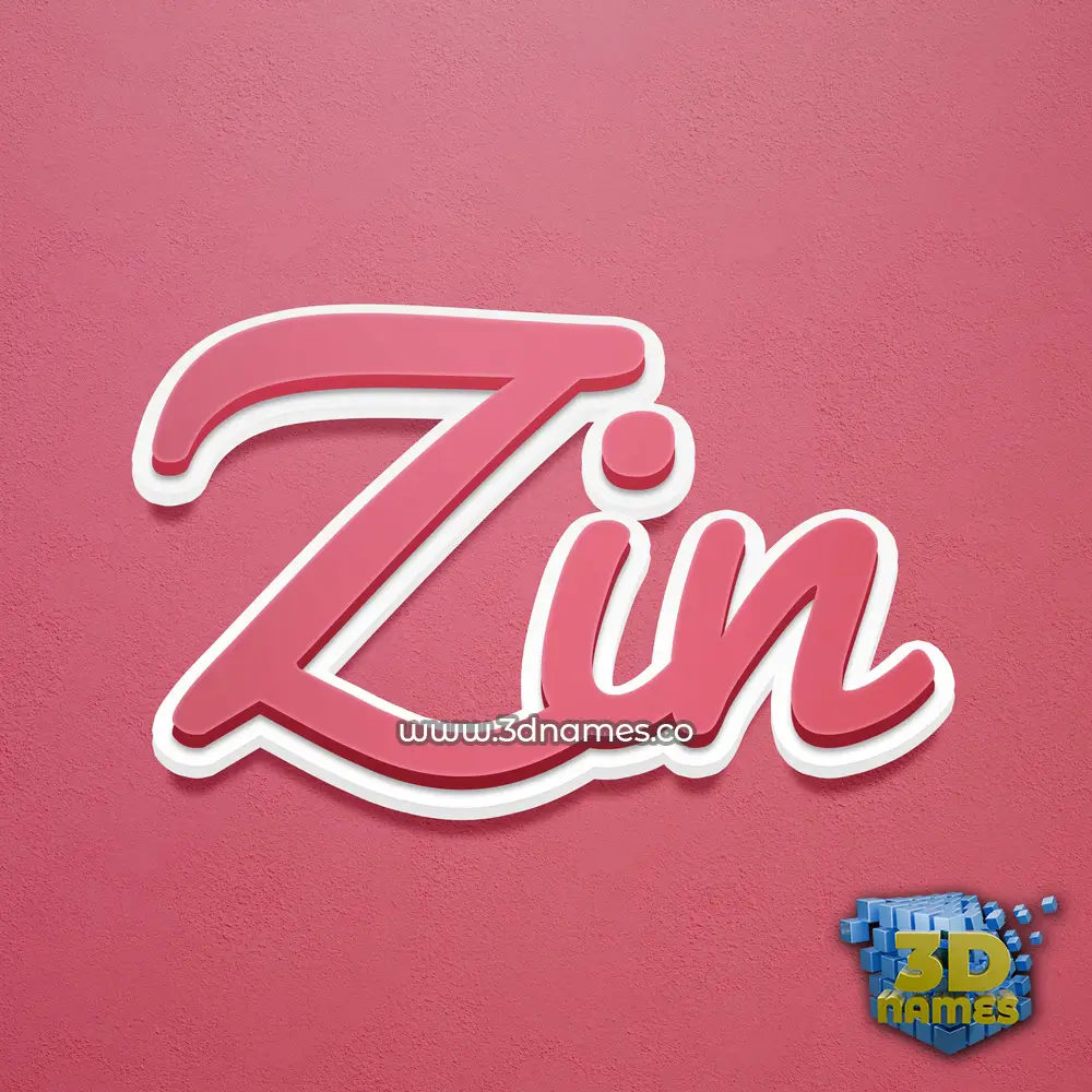 zin in Red Scribble style - 3D name wallpaper