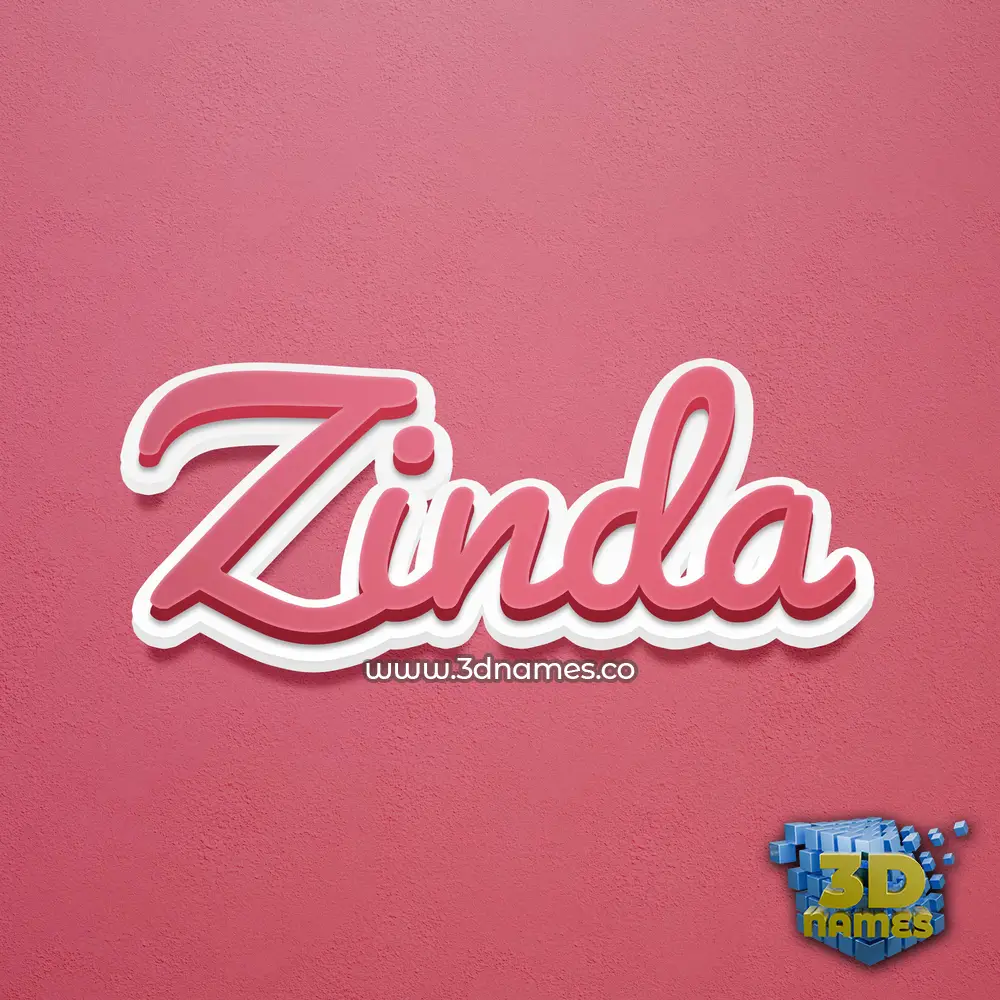 zinda in Red Scribble style - 3D name wallpaper