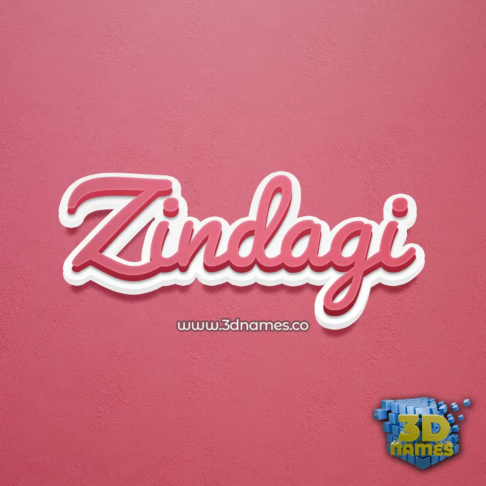 zindagi in Red Scribble style - 3D name wallpaper