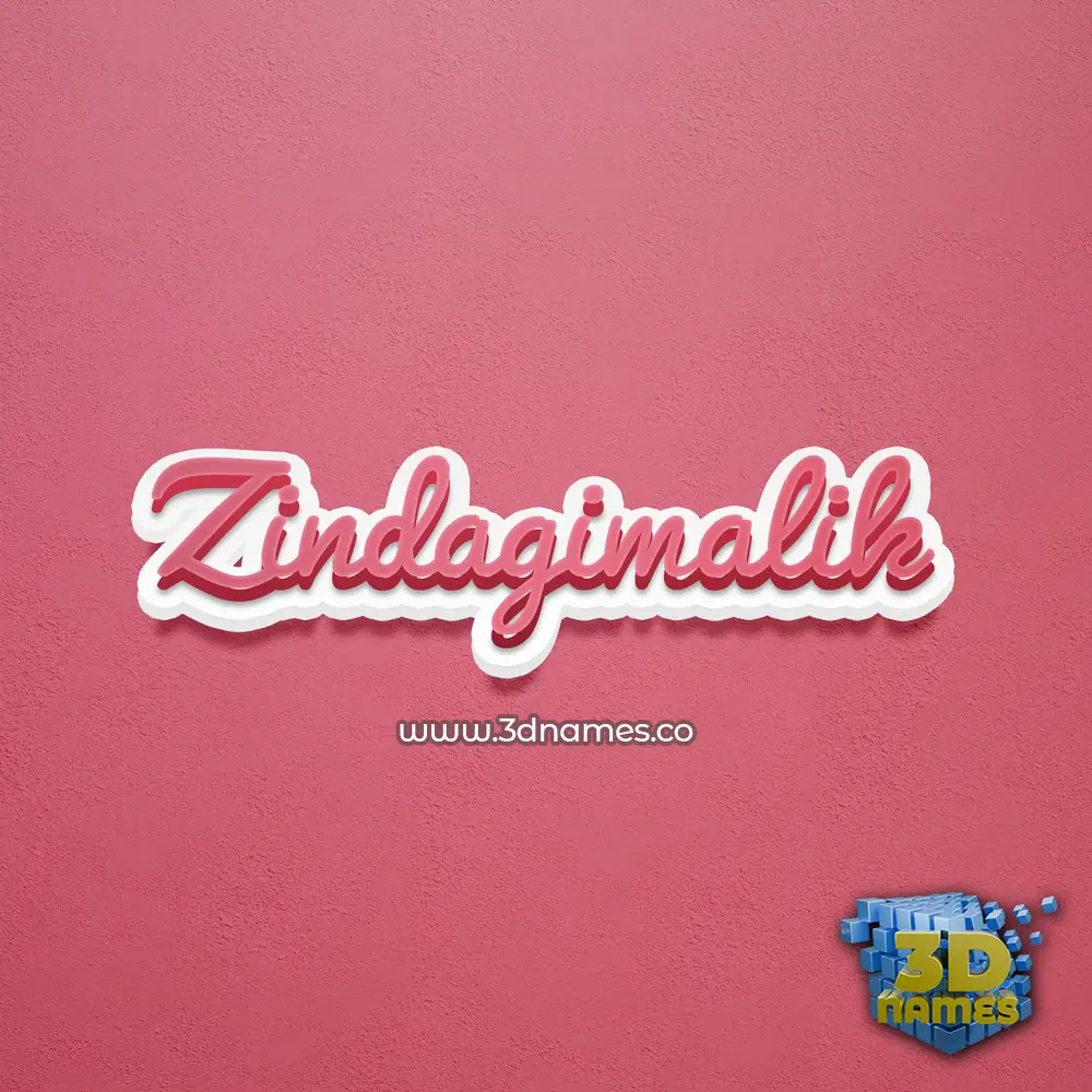 zindagimalik in Red Scribble style - 3D name wallpaper