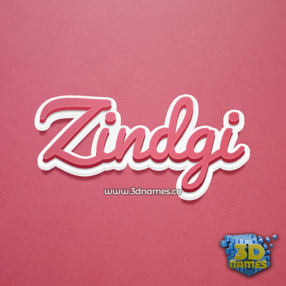 zindgi in Red Scribble style - 3D name wallpaper