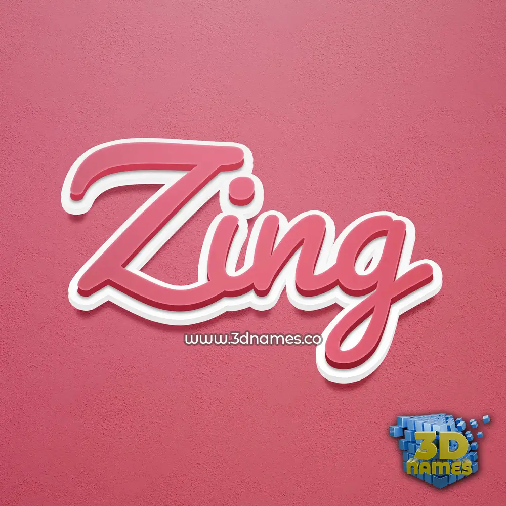 zing in Red Scribble style - 3D name wallpaper