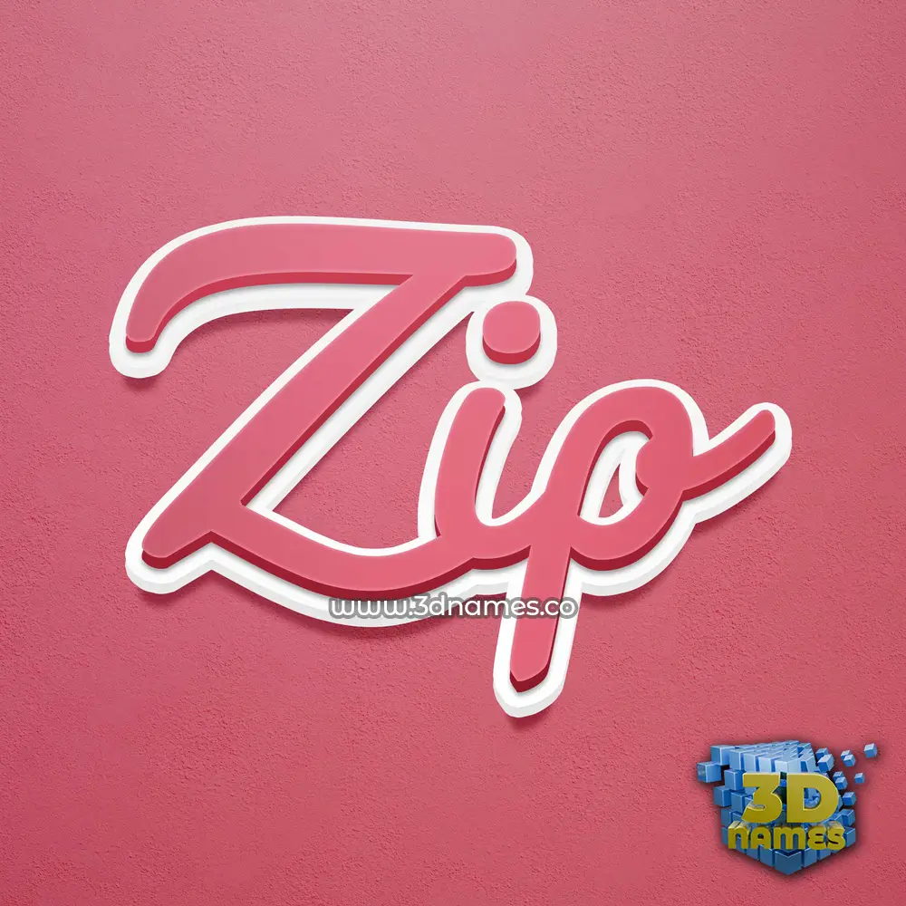zip in Red Scribble style - 3D name wallpaper