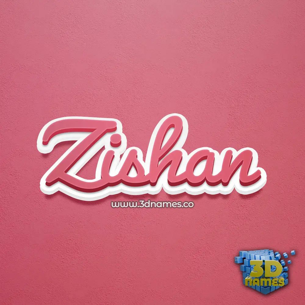 zishan in Red Scribble style - 3D name wallpaper