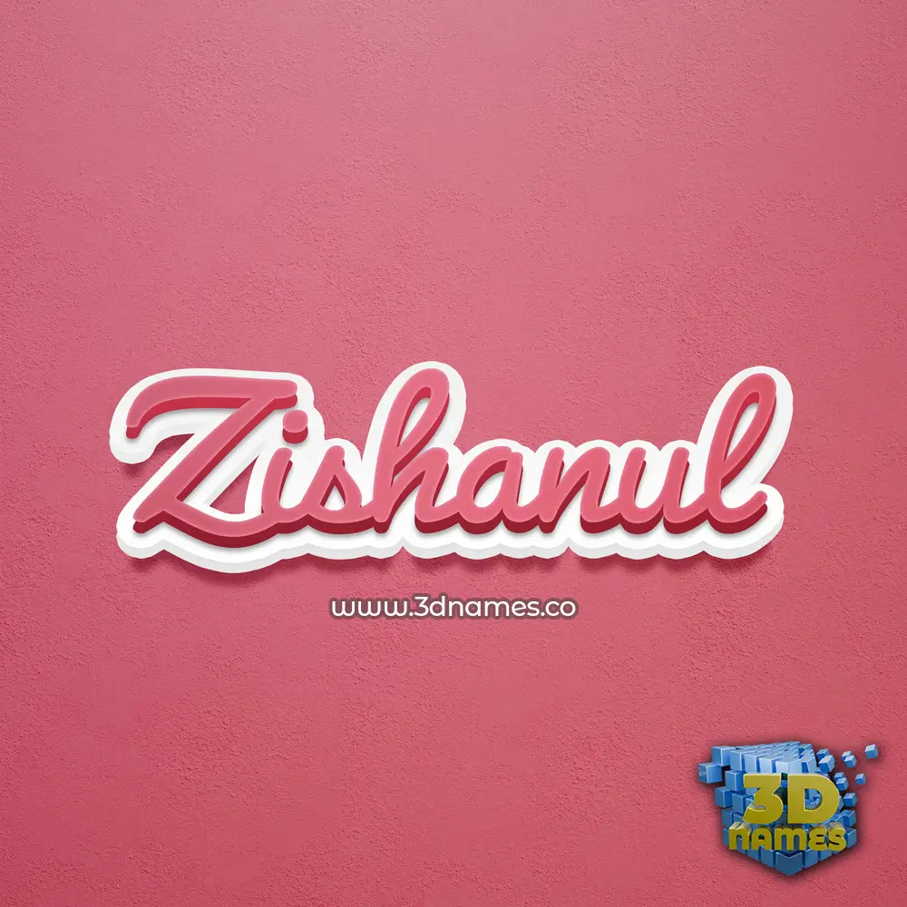 zishanul in Red Scribble style - 3D name wallpaper