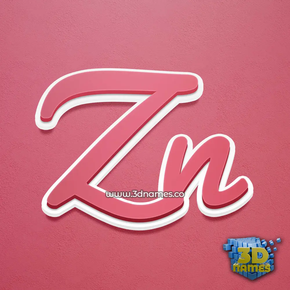 zn in Red Scribble style - 3D name wallpaper