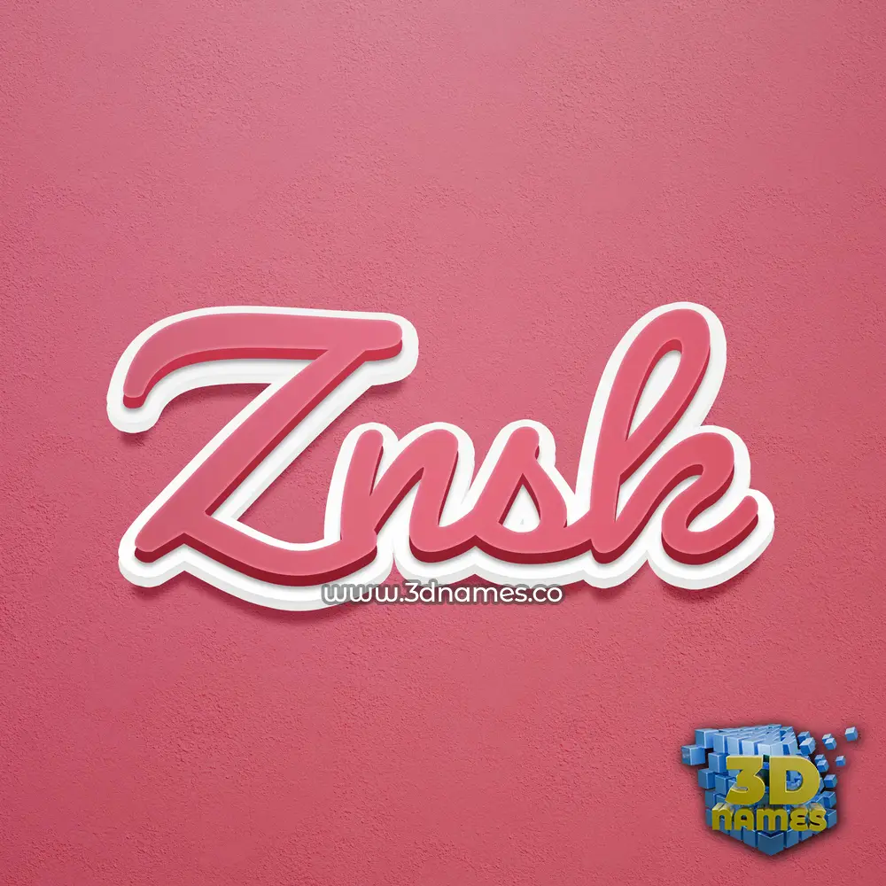 znsk in Red Scribble style - 3D name wallpaper